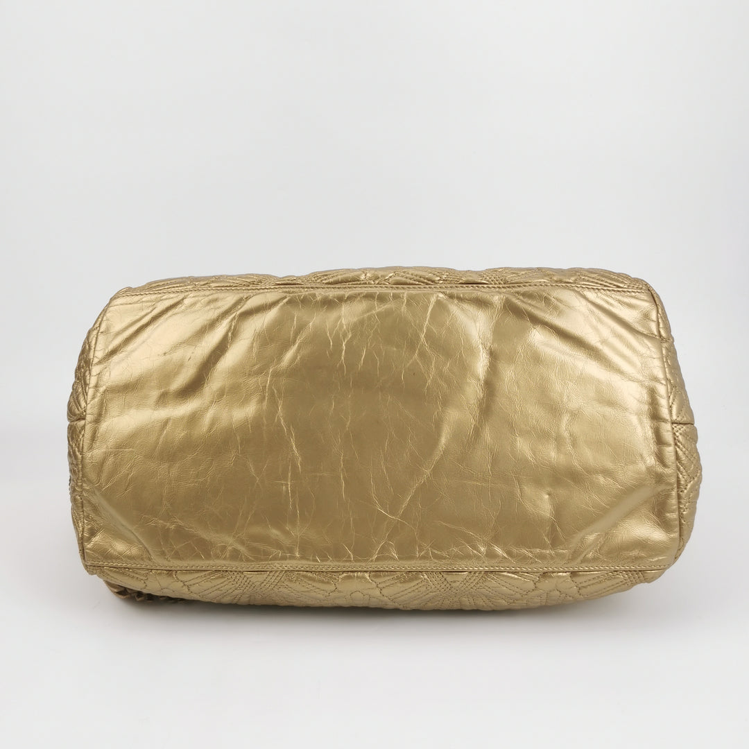 Chanel Ca D’Oro Tote Large Embroidered Calfskin Gold Gold Hardware Bag