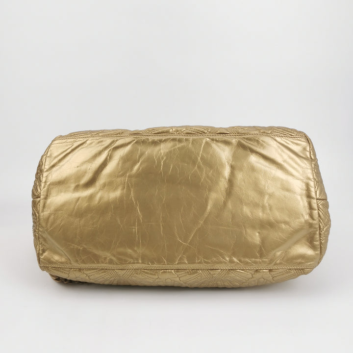 Chanel Ca D’Oro Tote Large Embroidered Calfskin Gold Gold Hardware Bag