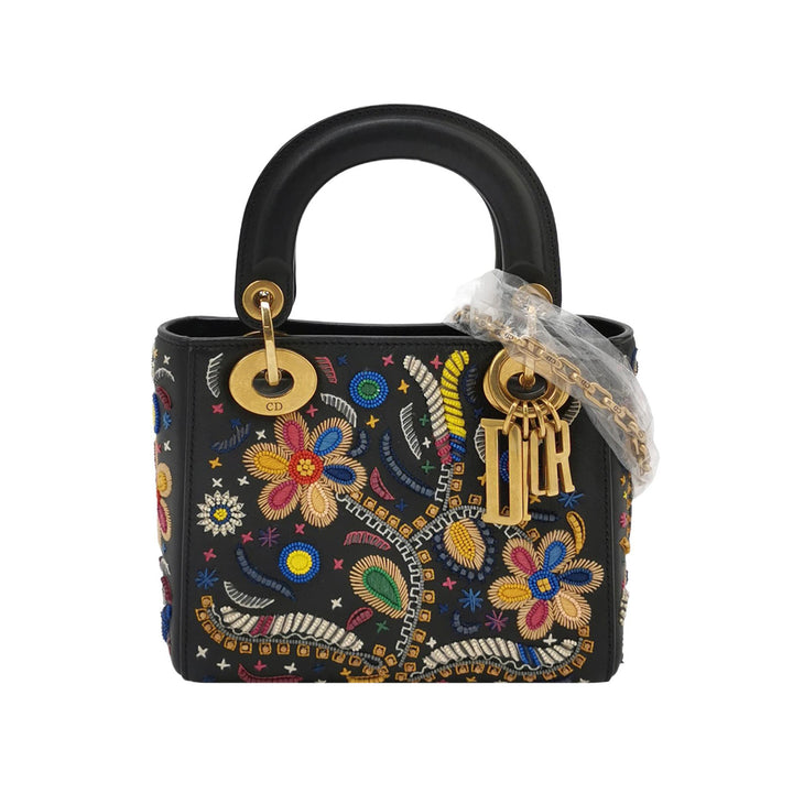 Christian Dior Mini Lady Dior Handbag Embroidered Calfskin