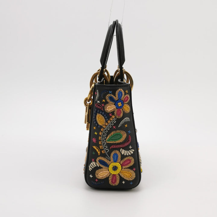 Christian Dior Mini Lady Dior Handbag Embroidered Calfskin