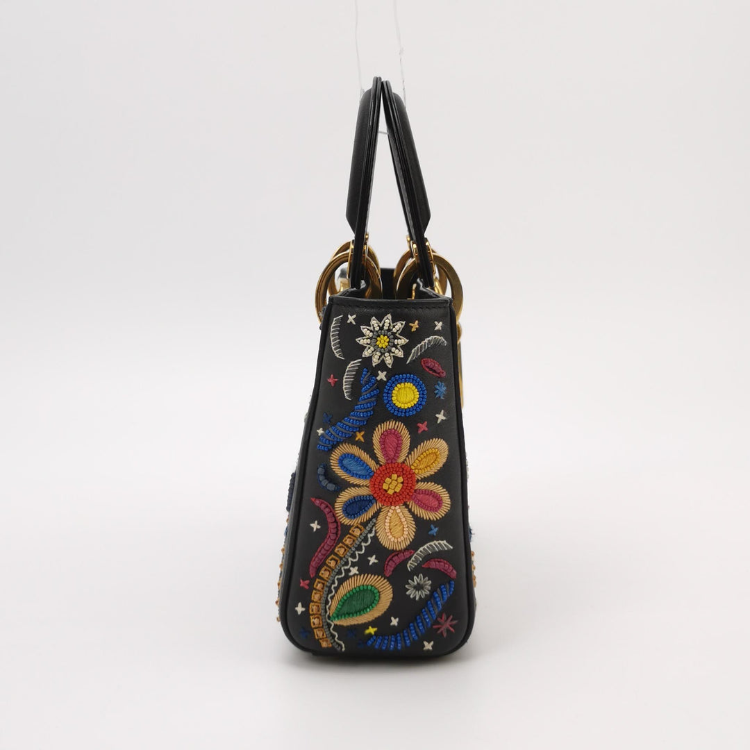 Christian Dior Mini Lady Dior Handbag Embroidered Calfskin