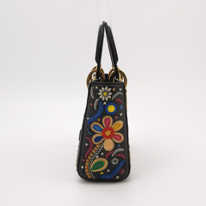 Christian Dior Mini Lady Dior Handbag Embroidered Calfskin