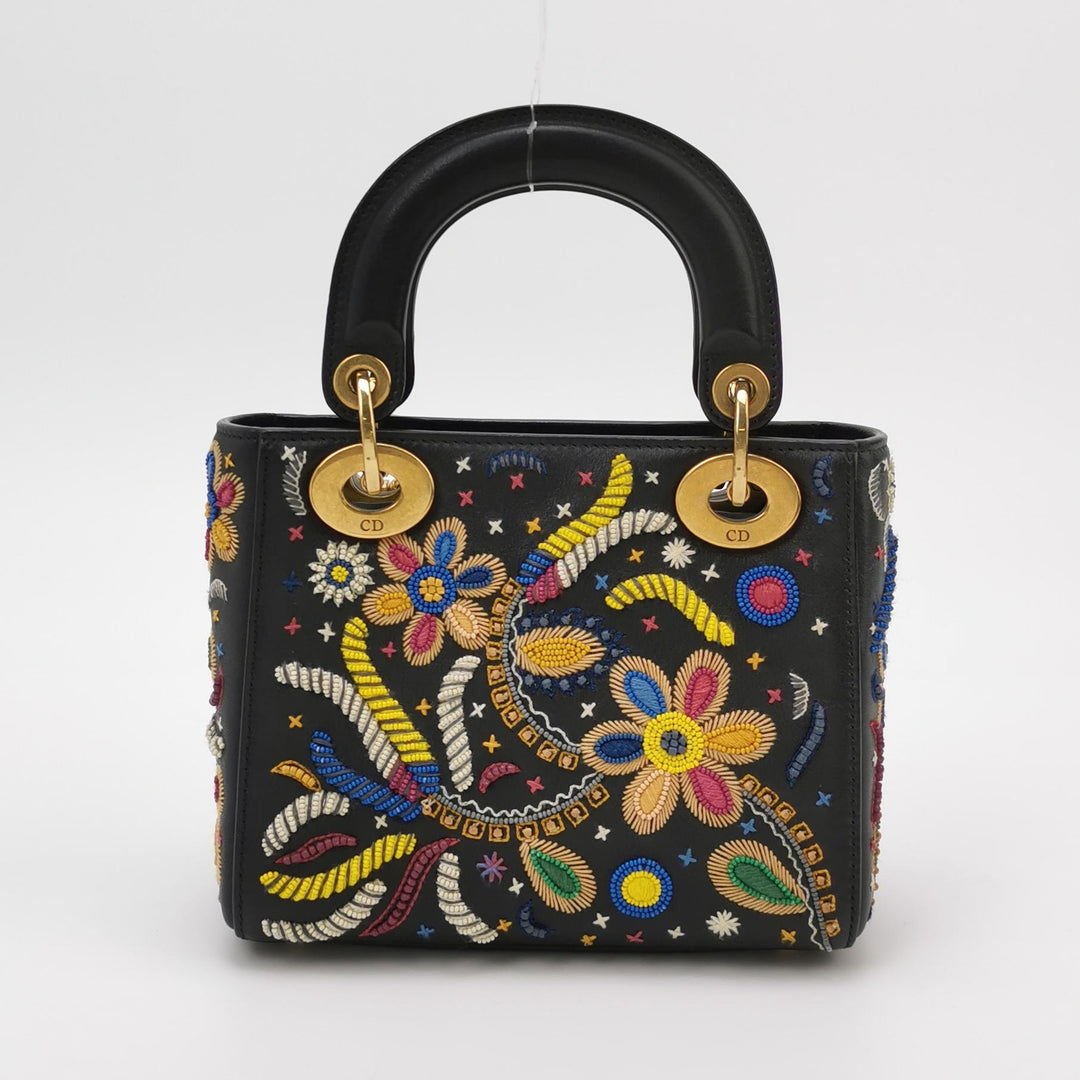 Christian Dior Mini Lady Dior Handbag Embroidered Calfskin