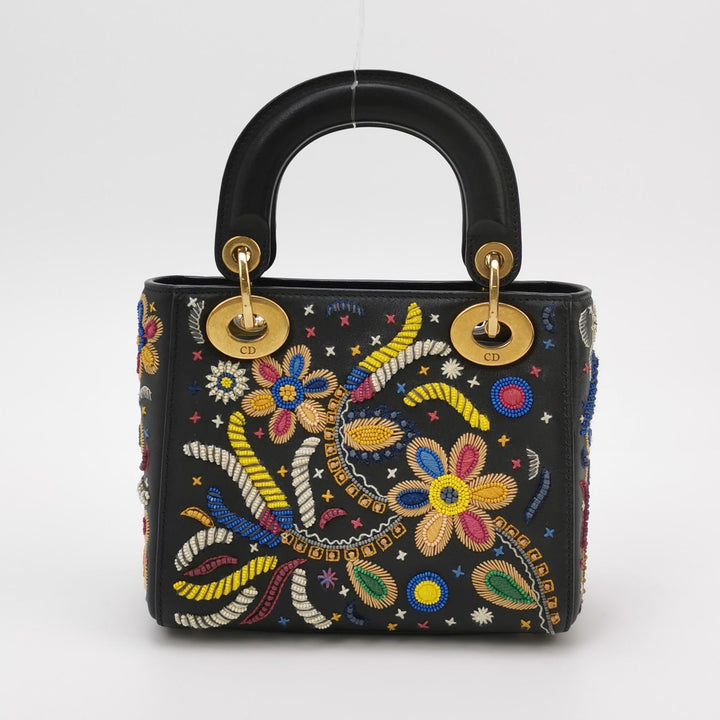 Christian Dior Mini Lady Dior Handbag Embroidered Calfskin