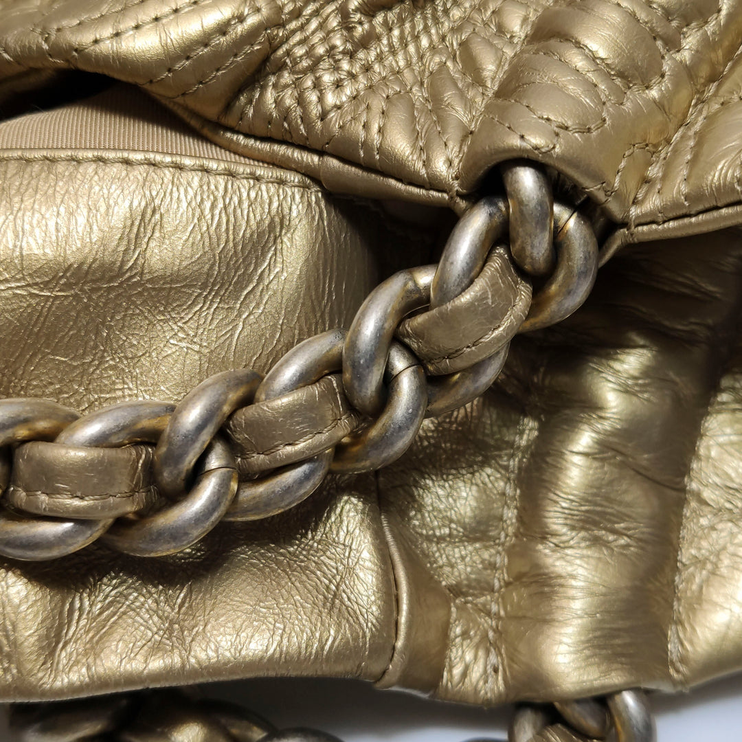 Chanel Ca D’Oro Tote Large Embroidered Calfskin Gold Gold Hardware Bag