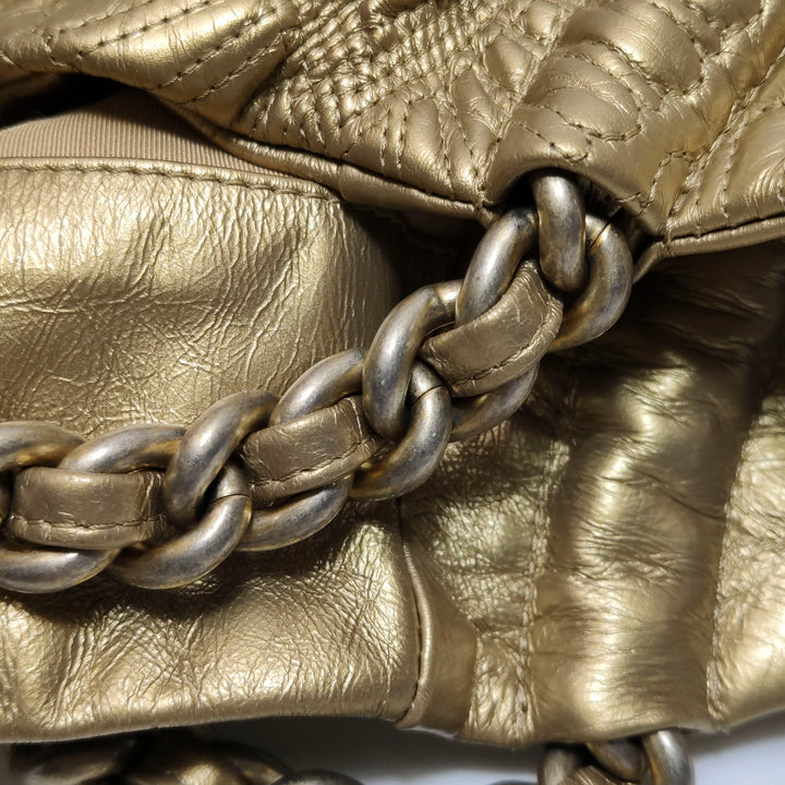 Chanel Ca D’Oro Tote Large Embroidered Calfskin Gold Gold Hardware Bag
