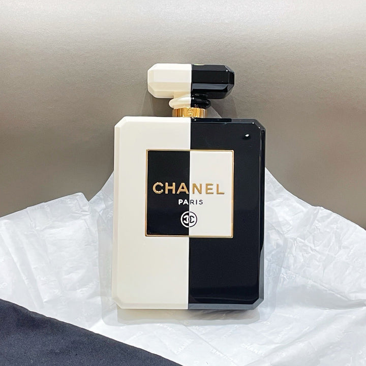 Chanel Perfume Bottle Minaudiere in Black and White