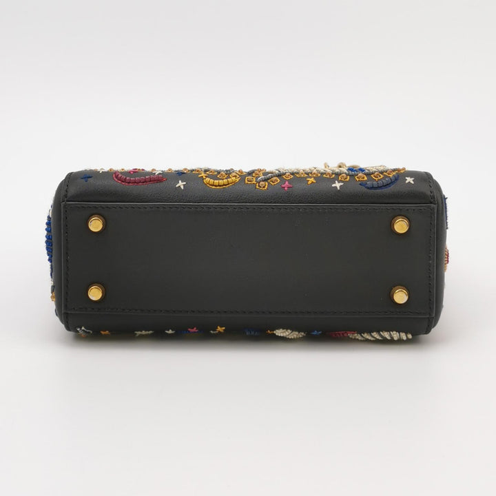 Christian Dior Mini Lady Dior Handbag Embroidered Calfskin