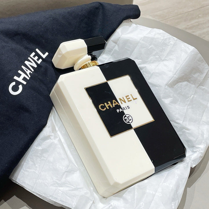 Chanel Perfume Bottle Minaudiere in Black and White