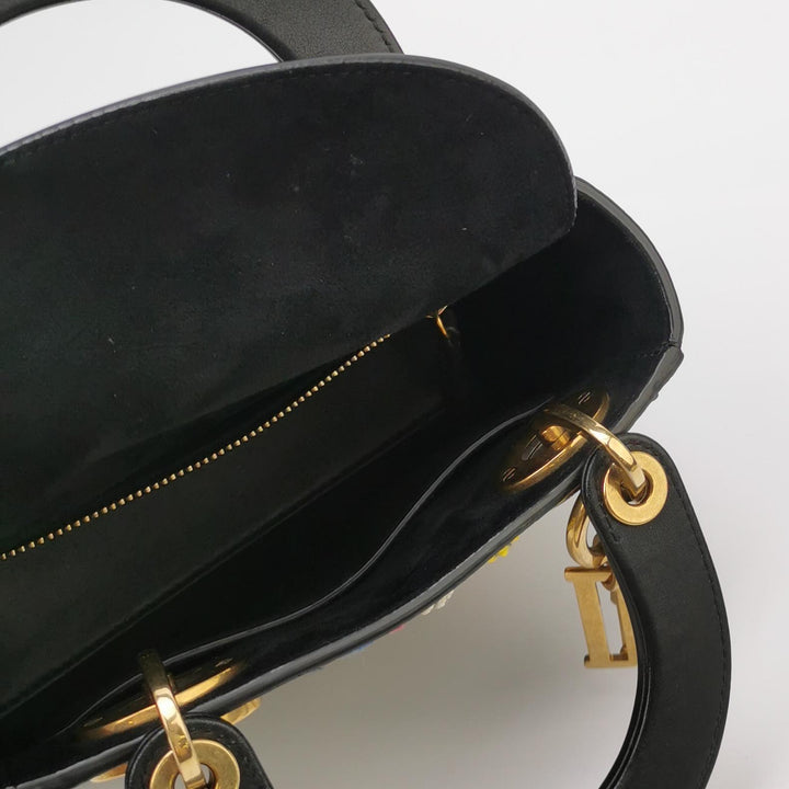 Christian Dior Mini Lady Dior Handbag Embroidered Calfskin