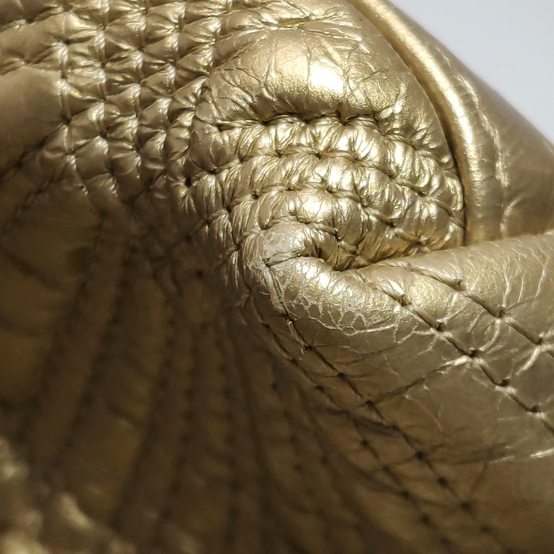 Chanel Ca D’Oro Tote Large Embroidered Calfskin Gold Gold Hardware Bag