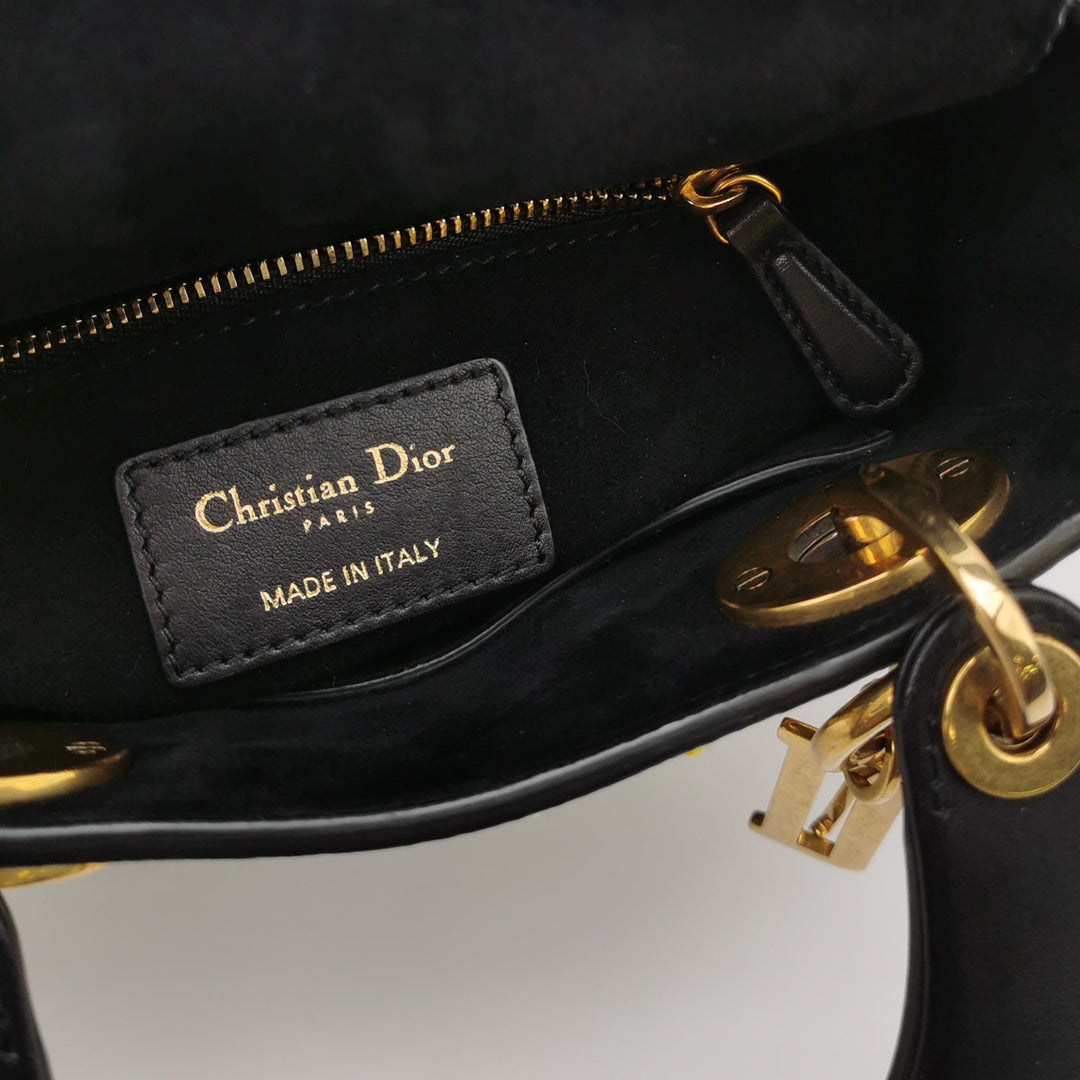 Christian Dior Mini Lady Dior Handbag Embroidered Calfskin