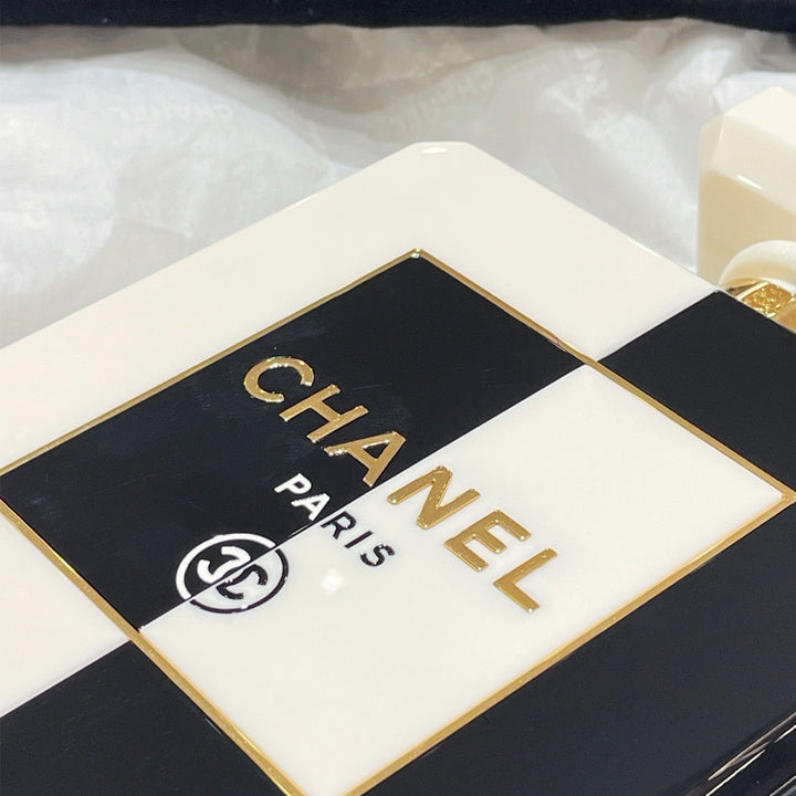 Chanel Perfume Bottle Minaudiere in Black and White