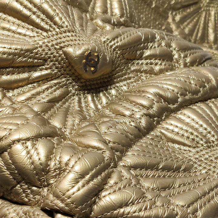 Chanel Ca D’Oro Tote Large Embroidered Calfskin Gold Gold Hardware Bag