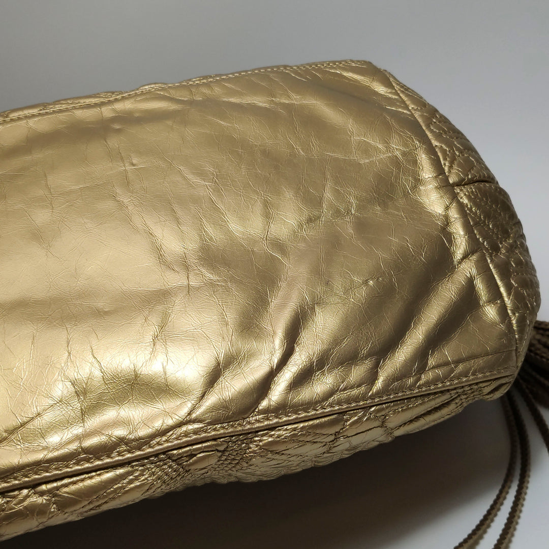 Chanel Ca D’Oro Tote Large Embroidered Calfskin Gold Gold Hardware Bag
