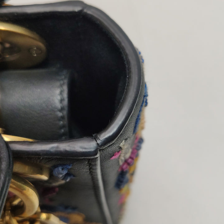 Christian Dior Mini Lady Dior Handbag Embroidered Calfskin