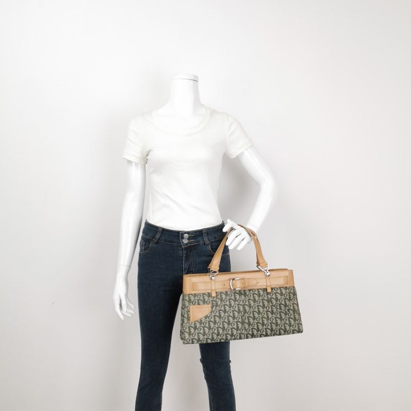 Dior Vintage Oblique Jacquard Handbag Green and Brown Bag