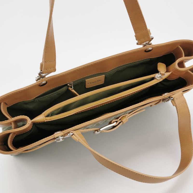 Dior Vintage Oblique Jacquard Handbag Green and Brown Bag