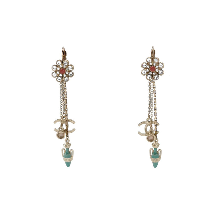 Chanel flower CC Logo Dangle Earrings