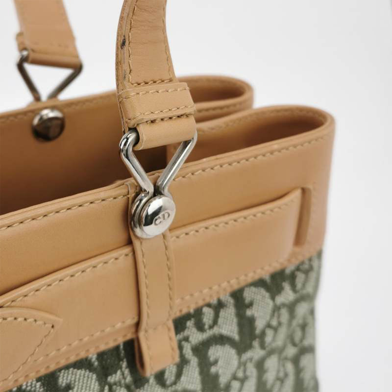 Dior Vintage Oblique Jacquard Handbag Green and Brown Bag