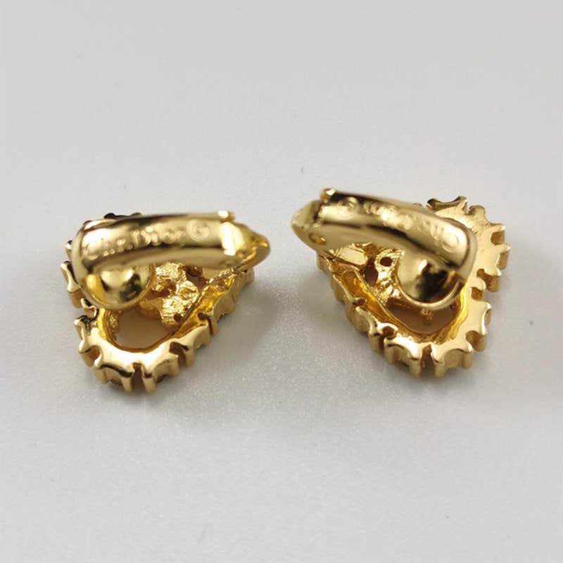 Dior Waterdrop Heart Logo Vintage Earrings