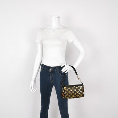 Louis Vuitton Gold Monogram Eclipse Sequin Pochette Accessoires Bag- Limited Edition