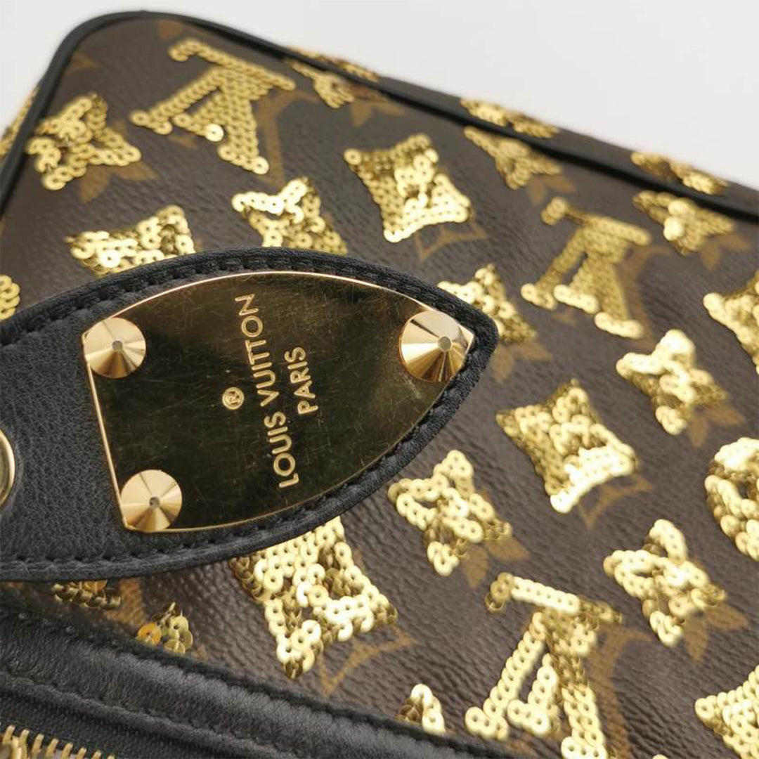 Louis Vuitton Gold Monogram Eclipse Sequin Pochette Accessoires Bag- Limited Edition