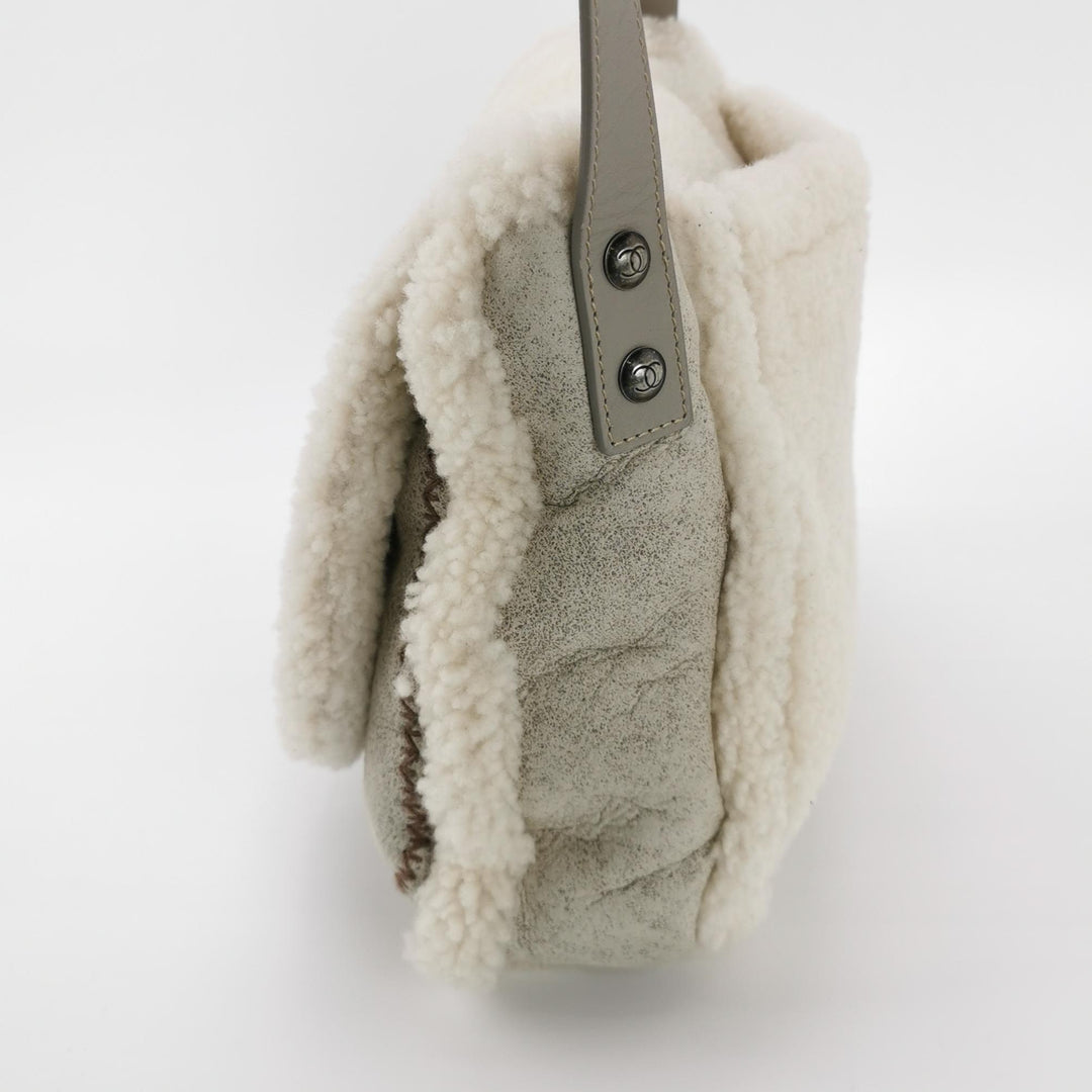 Chanel Paris-Salzburg Austrian Beige Grey Shearling with Suede Messenger