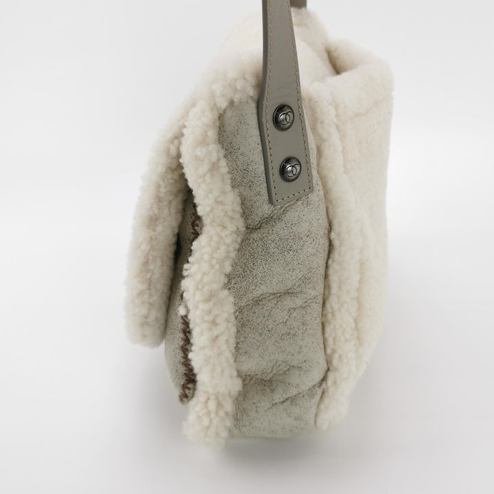 Chanel Paris-Salzburg Austrian Beige Grey Shearling with Suede Messenger