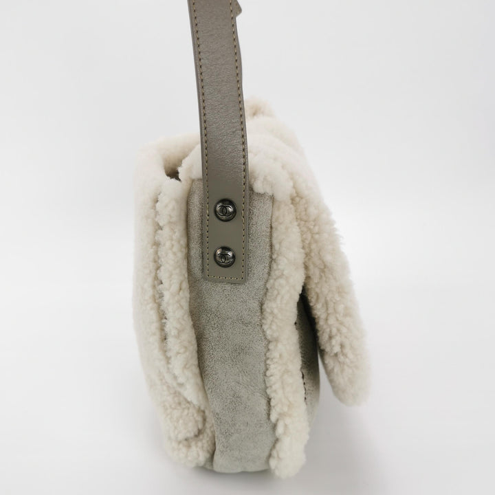 Chanel Paris-Salzburg Austrian Beige Grey Shearling with Suede Messenger