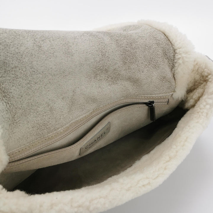 Chanel Paris-Salzburg Austrian Beige Grey Shearling with Suede Messenger