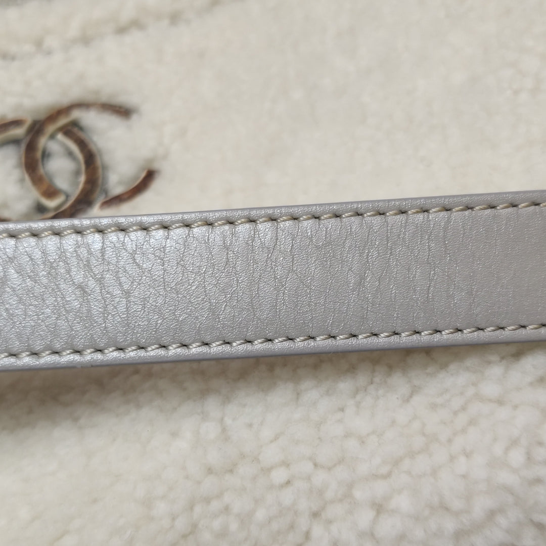 Chanel Paris-Salzburg Austrian Beige Grey Shearling with Suede Messenger