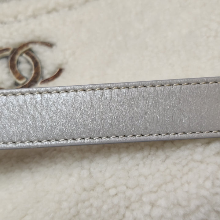 Chanel Paris-Salzburg Austrian Beige Grey Shearling with Suede Messenger