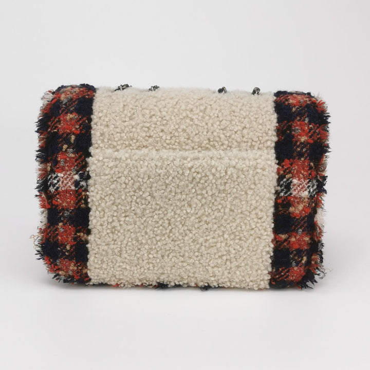 Chanel CC Tweed and Shearling Single Flap Crossbody Bag