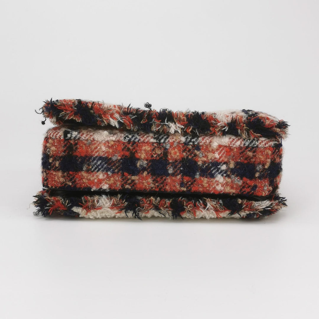 Chanel CC Tweed and Shearling Single Flap Crossbody Bag