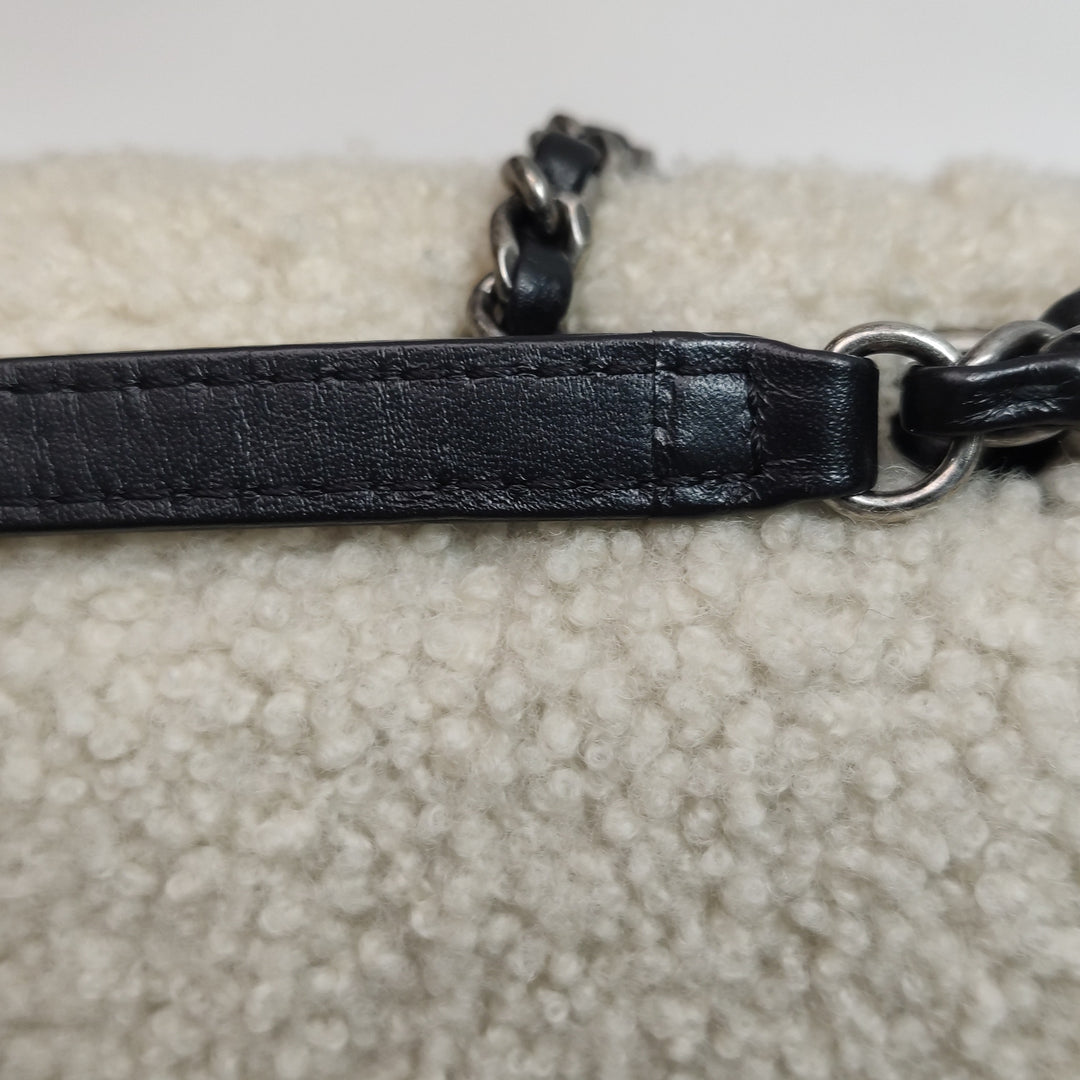 Chanel CC Tweed and Shearling Single Flap Crossbody Bag