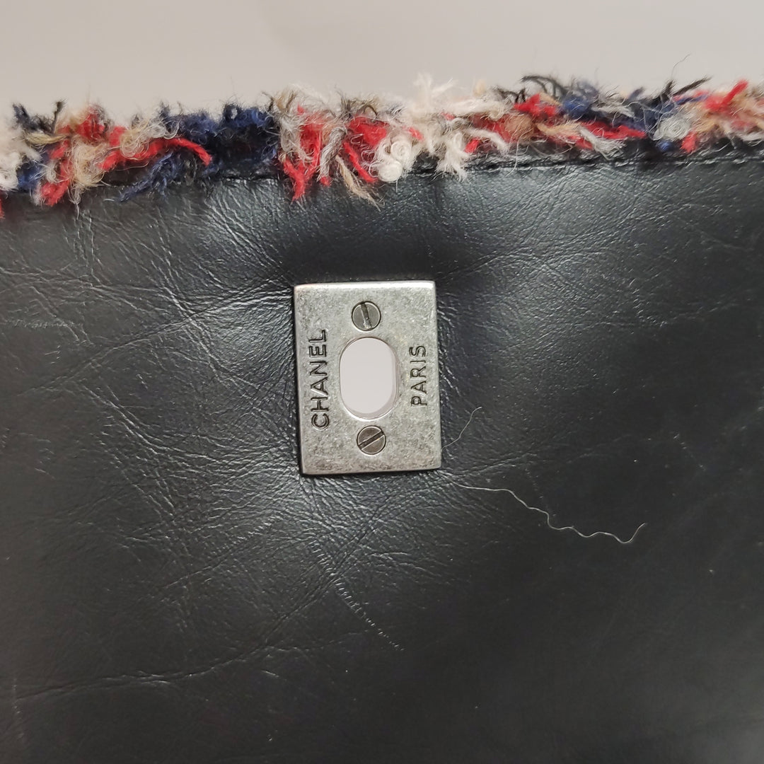 Chanel CC Tweed and Shearling Single Flap Crossbody Bag