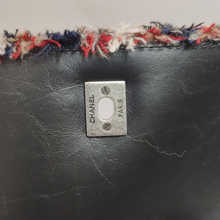 Chanel CC Tweed and Shearling Single Flap Crossbody Bag