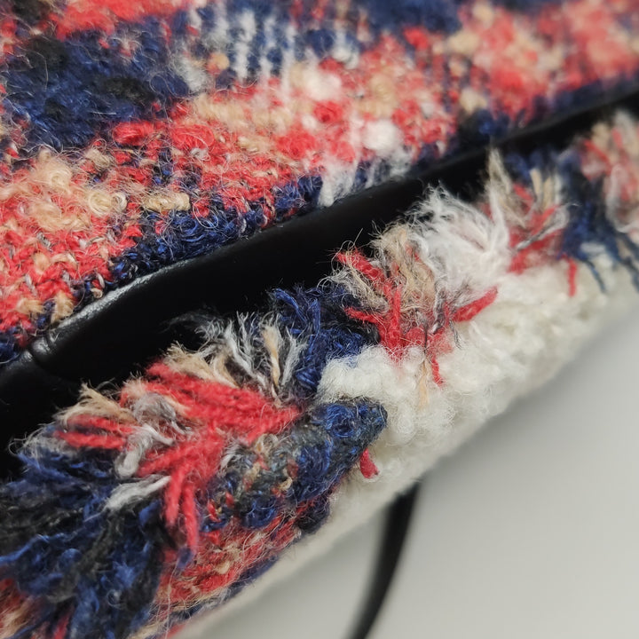 Chanel CC Tweed and Shearling Single Flap Crossbody Bag