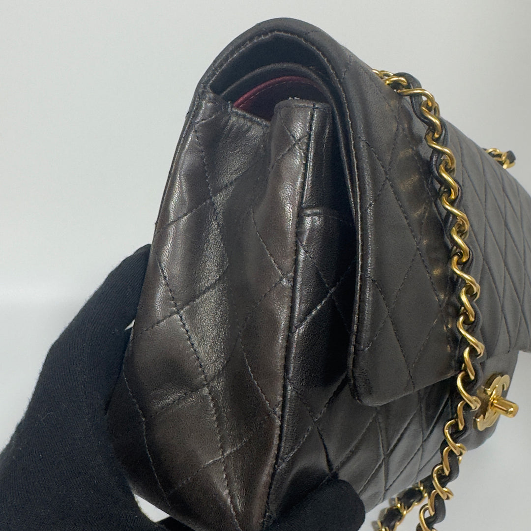 Chanel Vintage Classic Double Flap Medium Size 25cm in Black / Dark Brown