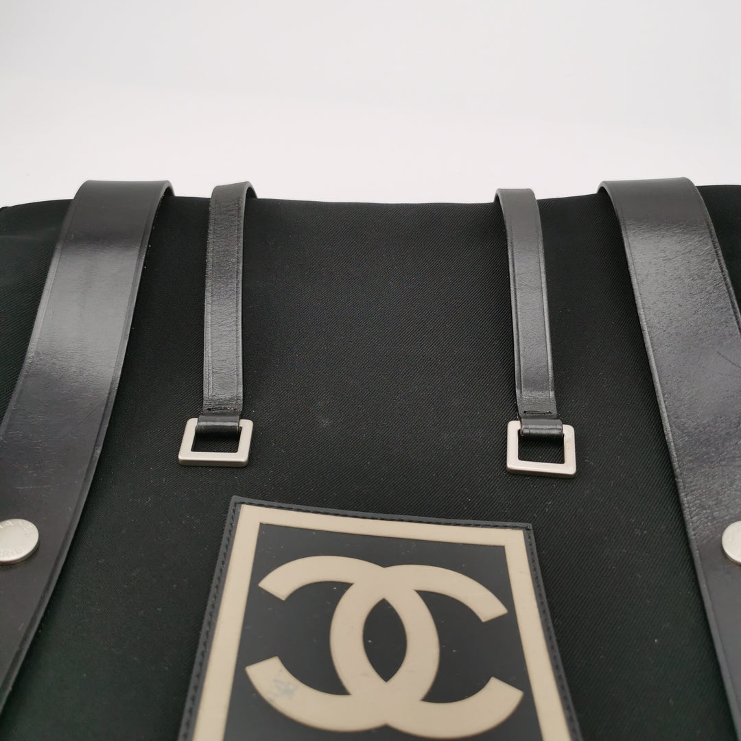 Chanel Sport Convertible Shoulder Bag Black White CC Logo