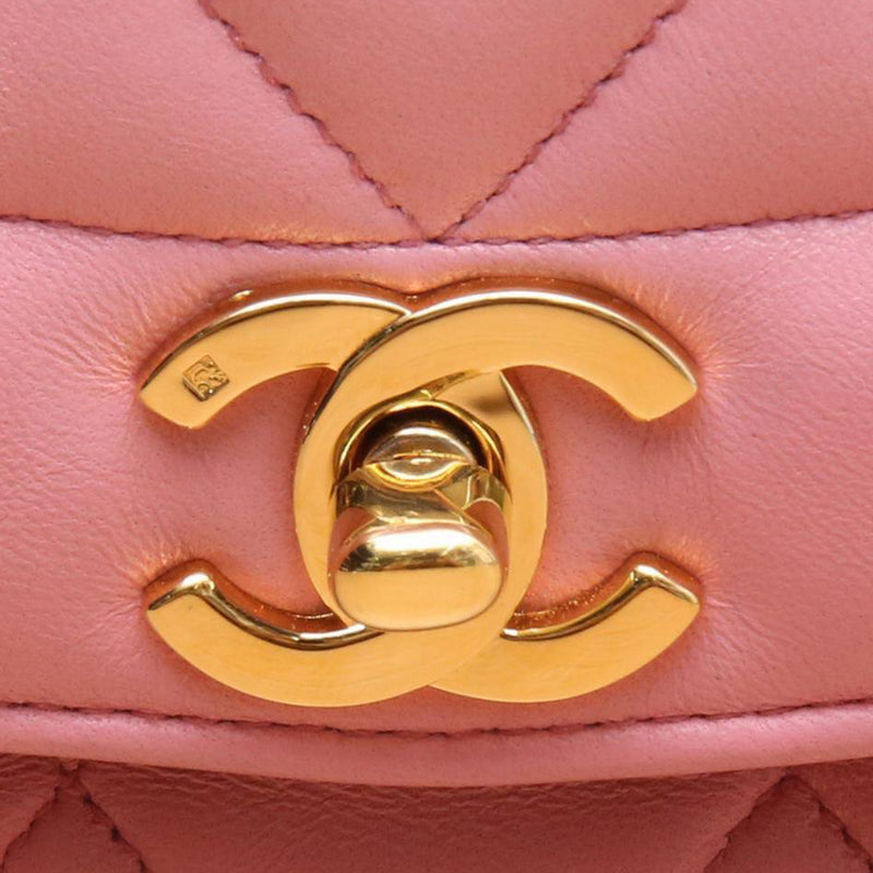 Chanel Vintage *Rare* Pink Lambskin Leather Diana Bag Gold Hardware