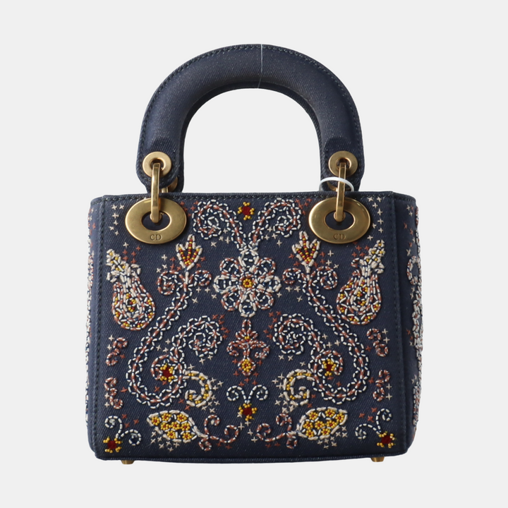 Dior Micro Lady D-Joy in Navy with Floral Embroidery