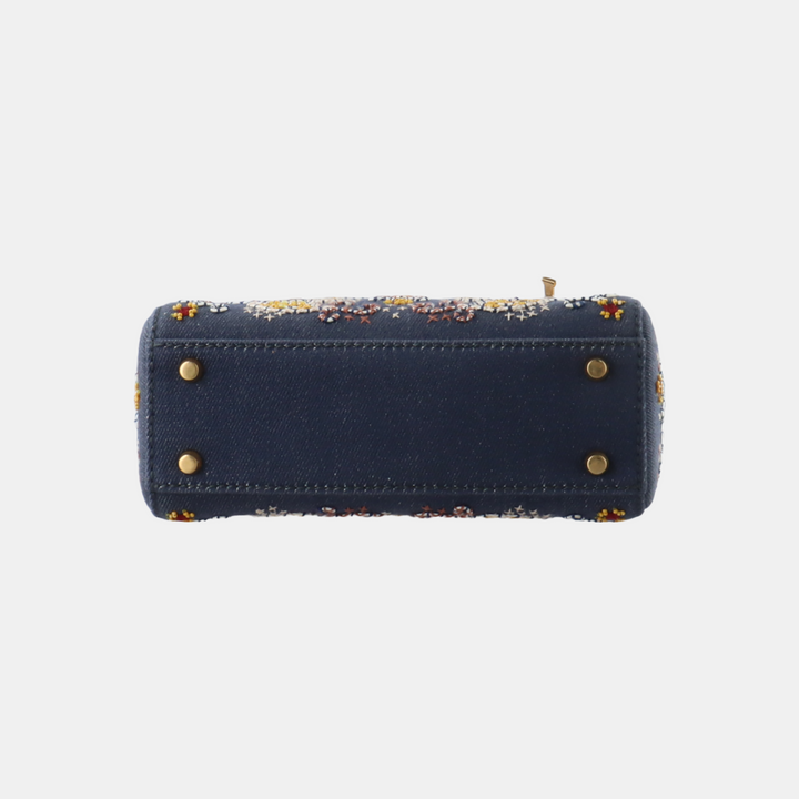 Dior Micro Lady D-Joy in Navy with Floral Embroidery