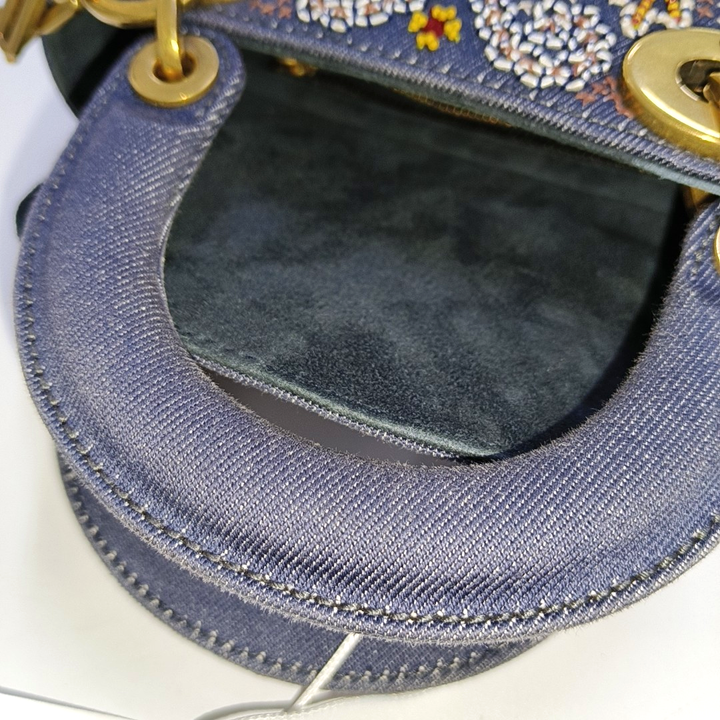 Dior Micro Lady D-Joy in Navy with Floral Embroidery