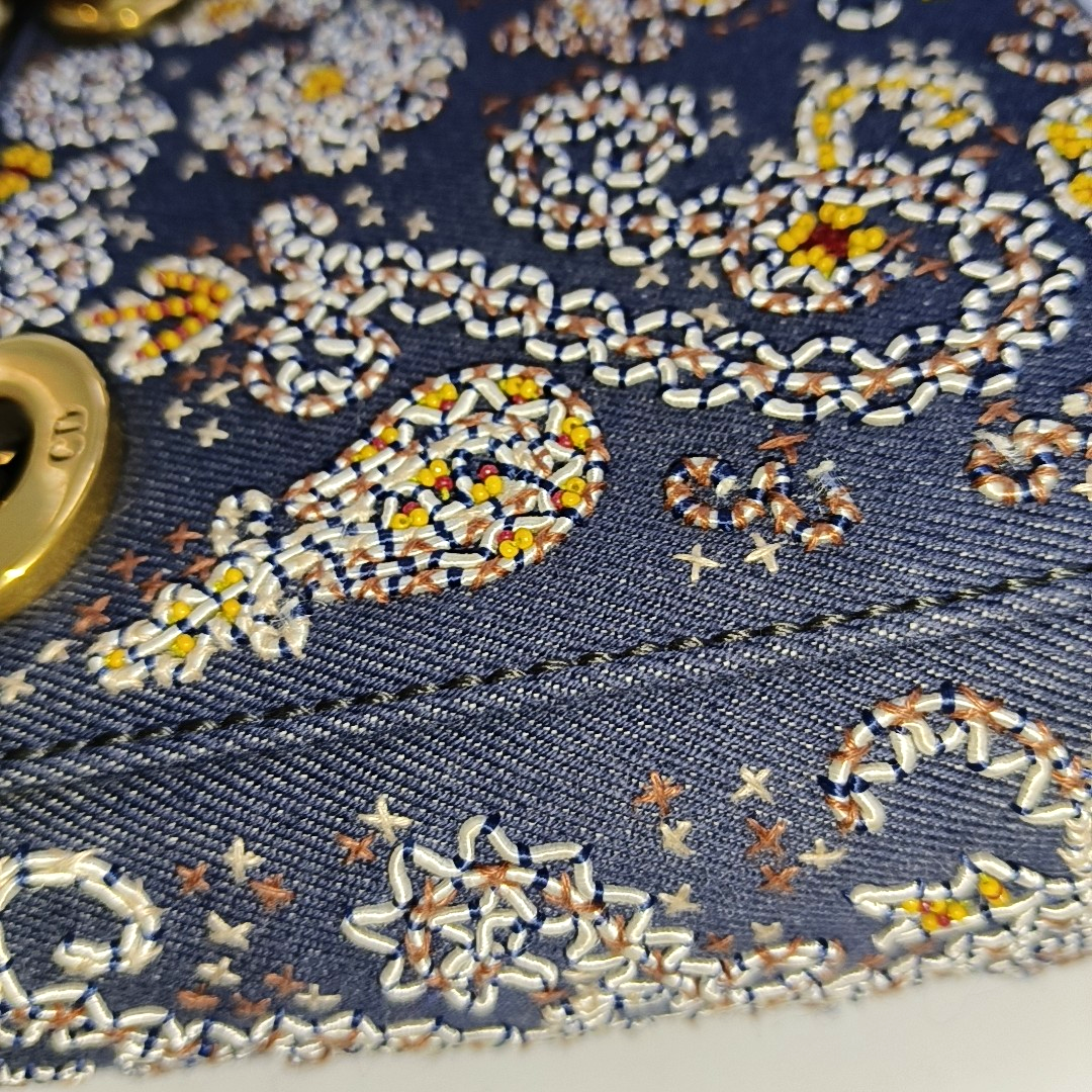 Dior Micro Lady D-Joy in Navy with Floral Embroidery