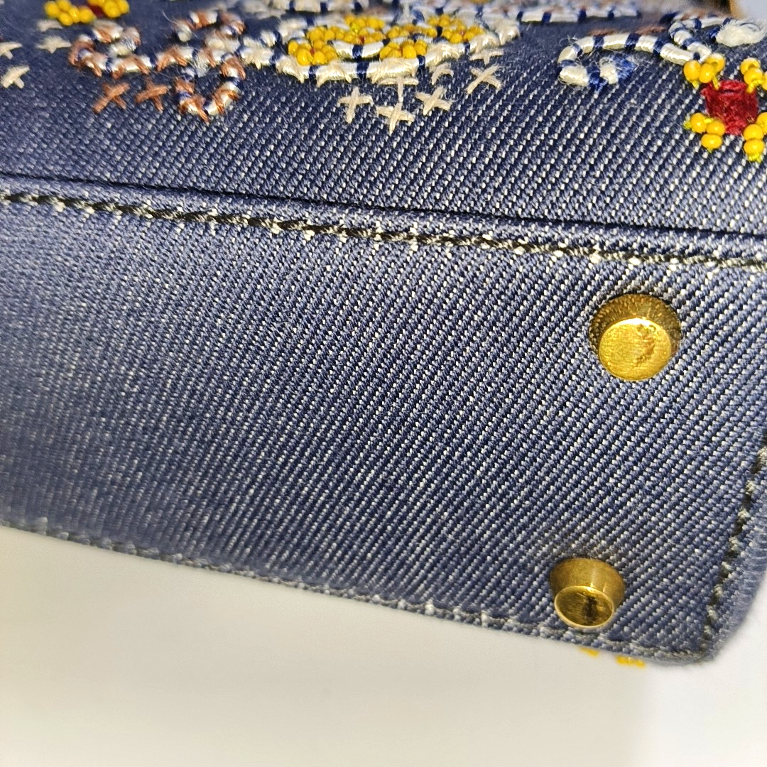 Dior Micro Lady D-Joy in Navy with Floral Embroidery