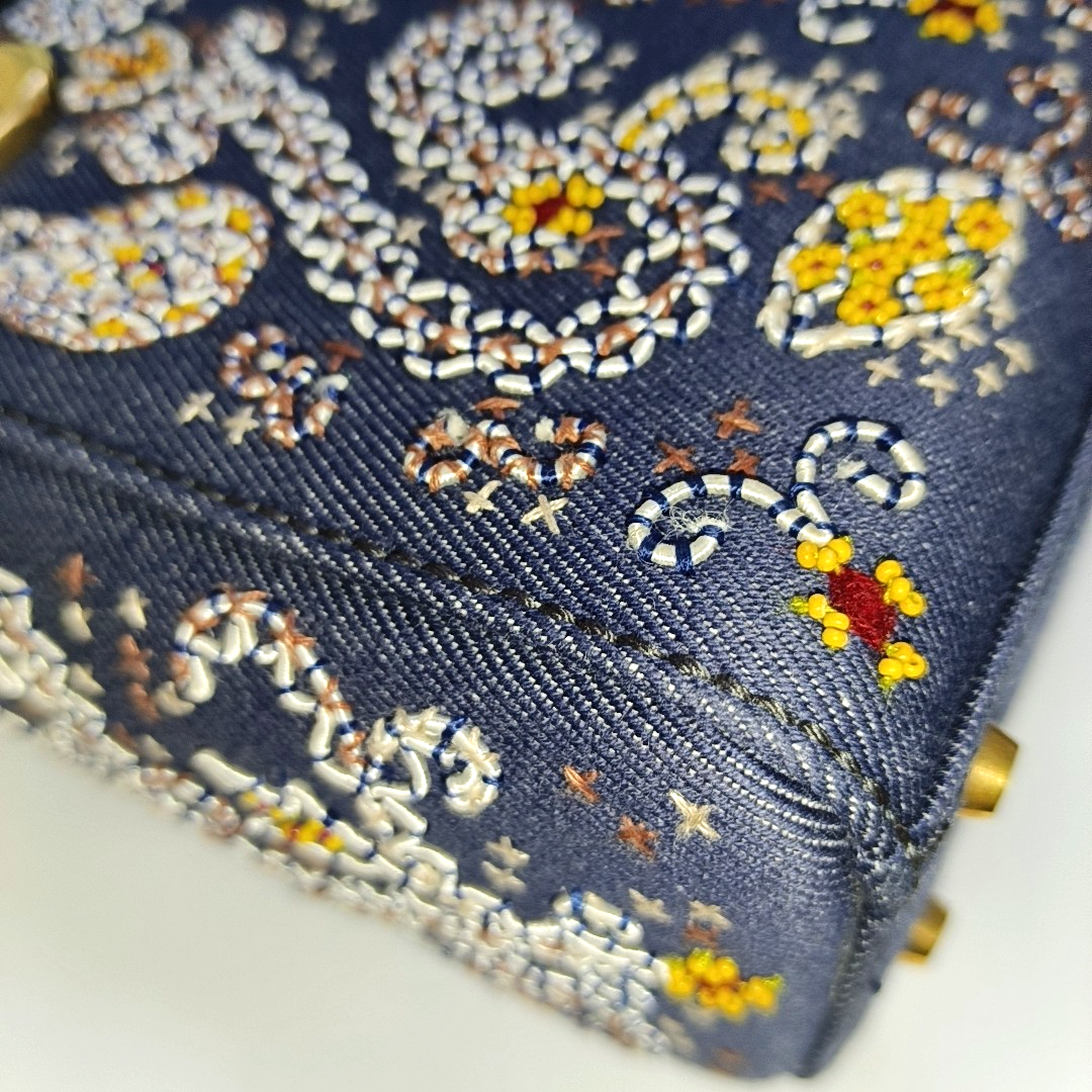 Dior Micro Lady D-Joy in Navy with Floral Embroidery