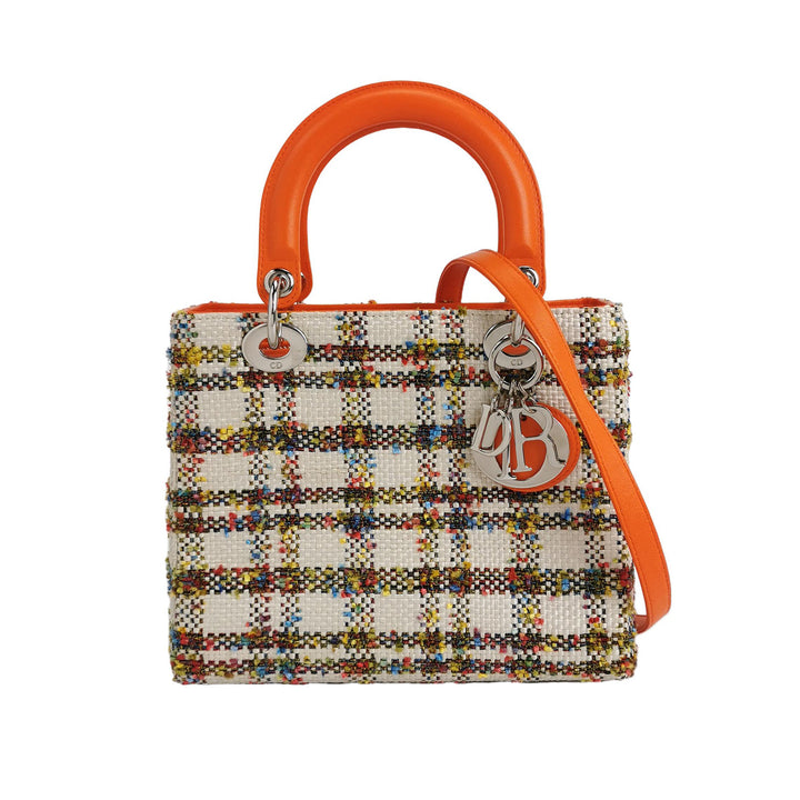 Dior Lady Dior Medium Tweed Orange Multicolour