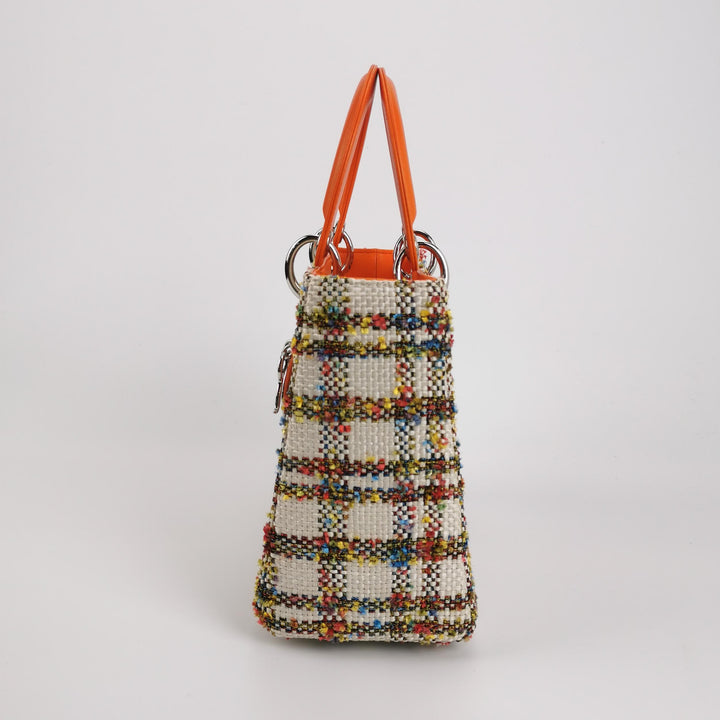Dior Lady Dior Medium Tweed Orange Multicolour